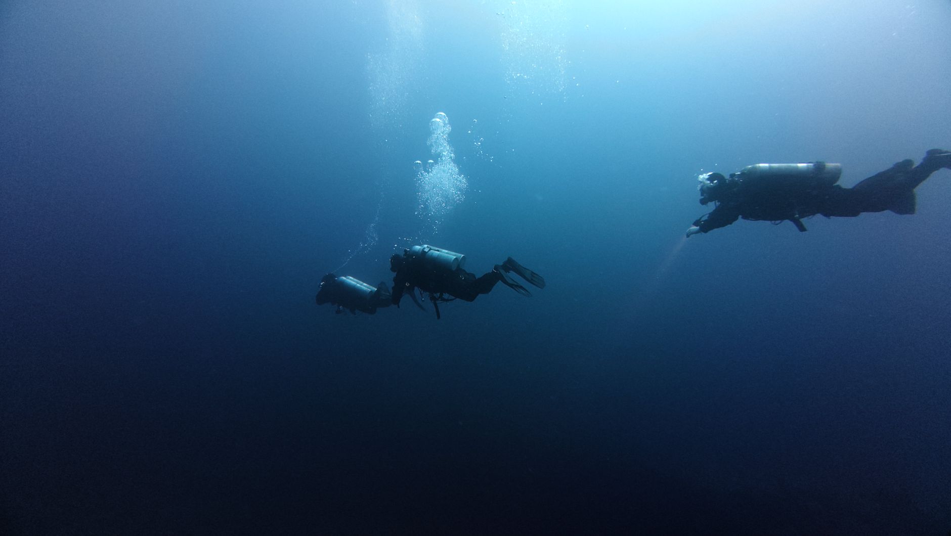 Diver Silhouette Deep Ocean